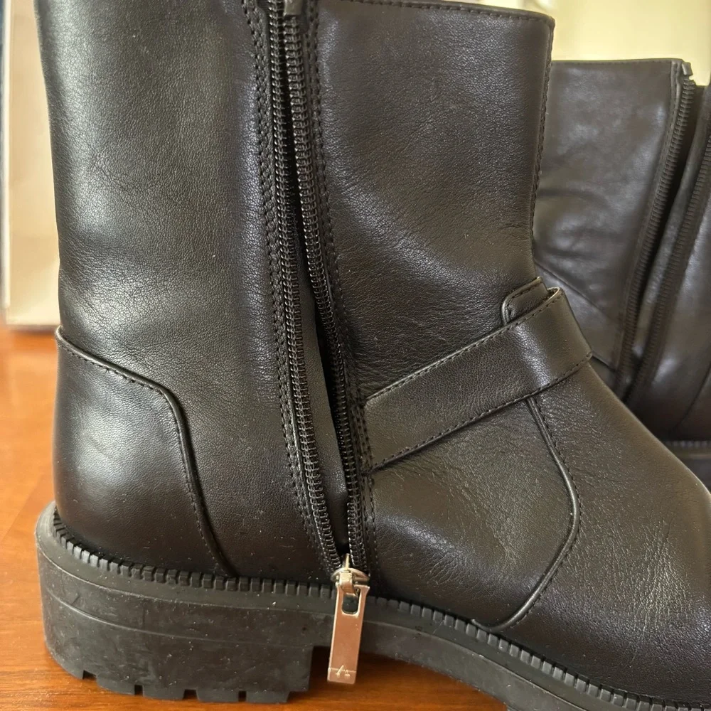 Aquatalia Made in Italy Lillie Moto Black Leather Boot - sz 9.5 - Picture 4 of 11